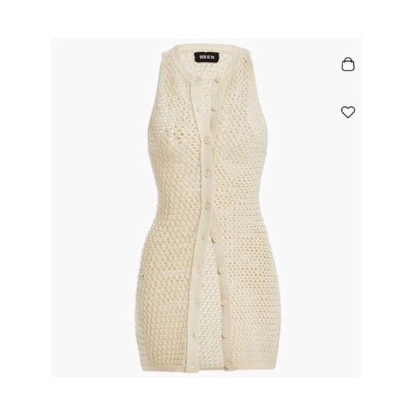 SER.O.YA Womens Crochet Vest Cream Beige Size M Tilli Knit Sleeveless Button Up - Picture 9 of 9